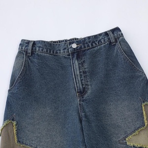 Mid Waist Men's Denim Shorts Patchwork Star Applique Distressed Waterproof Eco-Friendly Polyester/Cotton Casual Summer Woven - Product Image 2