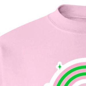Sudadera con cuello redondo y estampado de chica bonita rosa, manga larga, puños acanalados, informal, de forro polar para mujer, estilo urbano a la moda - Product Image 2