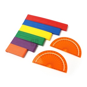 Juego de varillas y transportadores de conexión de geometría de plástico de 74 piezas, varillas de construcción geométricas divertidas, juguetes de conexión de forma 2D - Product Image 3