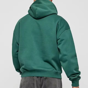 Sweat à capuche vert foncé pour homme, coupe classique, tissu texturé lisse, silhouette décontractée, confortable, style quotidien - Product Image 4