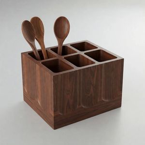 Portacubiertos de Madera Hecho a Mano, Cesta Organizadora Multiusos para Cocina con Diseño Moderno y Soporte Ajustable para Cucharas - Product Image 4