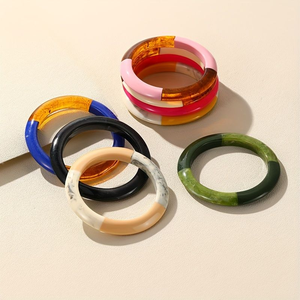 Direct Factory Prices Blue & <b>Red</b> Resin <b>Bracelets</b> with Multi Color Resin Crafted Bangles Flower Pattern - Product Image 6