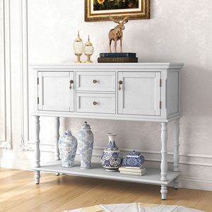 Consolle retrò con 2 cassetti e 2 ante, tavolo lungo da ingresso, consolle stretta con contenitore - Product Image 1