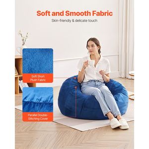 Sedia a sacco a 3 piedi con fodera lavabile rimovibile in Memory Foam 25D e divani in velluto olandese morbido e liscio blu per camera da letto giochi - Product Image 3