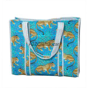 Eco-Friendly Women's Hand-Block Print Cotton Quilted Tote <b>Bag</b> Bohemian Shoulder <b>Bag</b> in Multi Colour Tote <b>Bag</b> Everyday Shopping - Product Image 6