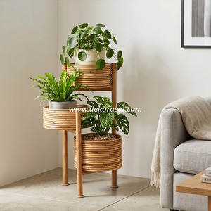 Handmade Rattan Plant <b>Stand</b> 3 Tier <b>Corner</b> Shelf for Indoor Outdoor Flower Pot Holder Home Decor - Product Image 6