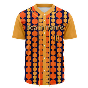 Camiseta de Béisbol Sublimada con Estampado Personalizado, Botones y Diferentes Nombres y Números de Equipos - Product Image 1