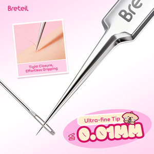 <span class=keywords><strong>Breteil</strong></span> Kit de 3 outils ultra-fins pour points noirs et boutons, pince à épiler, outil de grattage spécial pour salon de beauté, aiguille à acné - Product Image 3