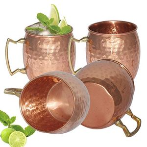 Copper cocktail <b>mug</b> set for luxury yacht party beverages hammered finish metal cups durable reusable dining serving <b>mugs</b> - Product Image 2