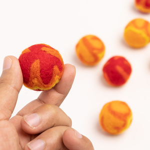 Handmade Child Round <b>Wool</b> Ball Orange Yellow Striped <b>Craft</b> Decoration - Product Image 4