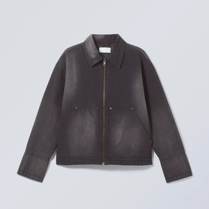 Veste de travail d'hiver à capuche en jean vintage pour homme avec logo personnalisé, coupe oversize, fermeture éclair, en toile de coton, coupe-vent et respirante - Product Image 1