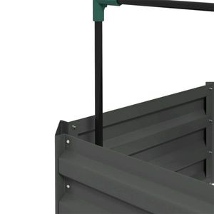 Fioriera Grigia Zincata 61x61x30 cm con Supporto in Rattan, Elegante Recinzione e Traliccio - Product Image 4