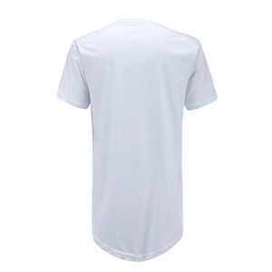 T-shirt blanc à manches courtes pour homme, col rond, coupe classique, séchage rapide, couleur unie, jersey tricoté, décontracté, longueur longue - Product Image 2