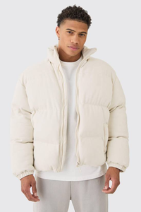 Custom Winter Logo Fashion Boxy Canvas Stand Collar Puffer <b>Windbreaker</b> with Shiny <b>Black</b> - Product Image 4