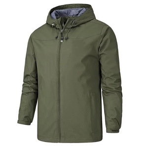 Veste de course décontractée pour homme, coupe-vent, imperméable, respirante, en PU, avec fermeture éclair intégrale, ajustable, coloris vert olive, kaki, rouge, bleu marine - Product Image 1