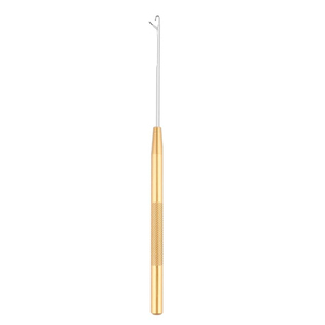 Aiguille à crochet micro-anneau pour extensions capillaires avec manche en métal doré, outil professionnel pour salon de coiffure - Product Image 1