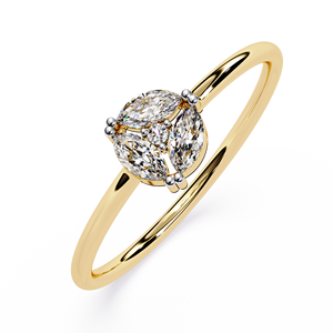 แหวนเพชรทรงมาร์คีส์และทรงกลมแบบคลาสสิกสำหรับผู้หญิง ทองคำแท้ 14k สามารถสวมซ้อนกันได้ เหมาะสำหรับเป็นของขวัญในโอกาสหมั้น วันครบรอบแต่งงาน และงานแต่งงาน - Product Image 1