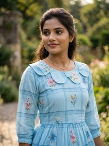 Latest Summer Collection Muslin <b>Silk</b> with Gingham Print Flair Readymade Kurti for Daily and Office Casual Wear for Women Trendy - Product Image 5