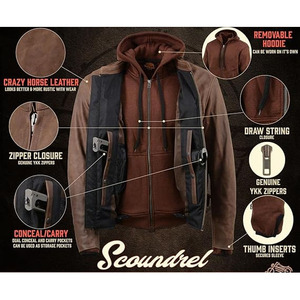 Veste de moto en cuir premium pour homme SAMROZ SPORTS avec doublure amovible et capuche ventilée - Product Image 3