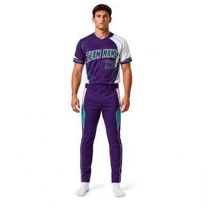 Ensemble de maillot et pantalon de baseball personnalisés pour hommes, sublimés, entièrement boutonnés, vêtements de sport, fabrication OEM, marque privée, fabricant d'usine - Product Image 1
