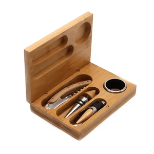 Abridor de Vino Ecológico de Bambú y Acero Inoxidable, Estuche Rectangular con Tapa Abatible y Separador para Cocina y Hogar - Product Image 3