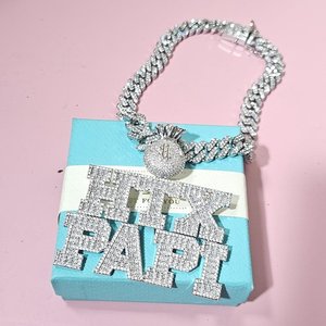 Collier Pendentif Personnalisé avec Initiales Serties de Diamants Moissanite, Style Hip Hop Bling, Bijoux pour Hommes - Product Image 2