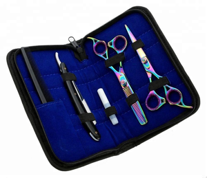 Ciseaux de coiffure professionnels japonais en acier inoxydable de 6,5 pouces, arc-en-ciel, à manche long, pour couper et effiler les cheveux, avec peigne rasoir, qualité supérieure - Product Image 1
