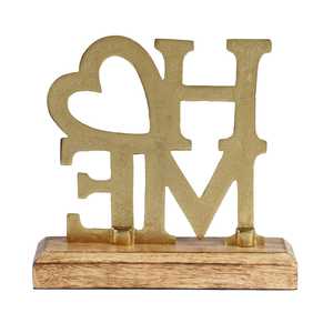 Home <b>Decor</b> Sculpture Gold Plated Wooden Stand Modern Farmhouse Tabletop Art Living Room Gift Handmade Love Theme - Product Image 3