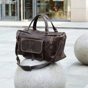กระเป๋าเดินทางหนังแท้สไตล์เรโทร ดัฟเฟิลวีคเอนเดอร์ ขนาดใหญ่ น้ำหนักเบา พกพาสะดวก กระเป๋าถือขึ้นเครื่อง ซิป ใช้ได้ทั้งชายและหญิง - Product Image 1