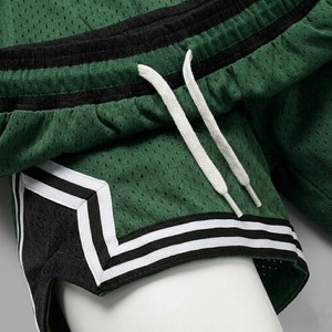 Shorts de basket-ball en maille vert forêt pour hommes, taille élastique avec cordon de serrage, respirant, pour l'entraînement athlétique, streetwear, vêtements de sport d'été - Product Image 6