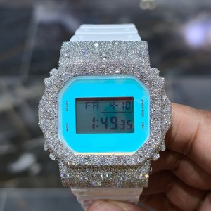 Digital <b>Watch</b> Women Rhinestone Square Case 20mm Silicone Band Fashion Luxe Style Quartz Movement White Dial - Product Image 4
