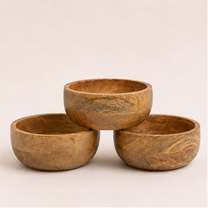 Ensemble de bols en bois de manguier naturel, faits à la main, écologiques et très tendance, pour servir des salades et des fruits, ustensiles de cuisine durables et éco-responsables - Product Image 5