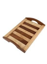 Plateau de service en bois artisanal, bois naturel, plateau de rangement multifonctionnel pour la maison, la cuisine, la table à manger - Product Image 4