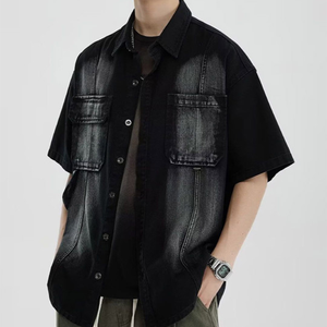 OEM <b>Mens</b> Denim Jean <b>Jacket</b> Casual Outwear Fall <b>Jacket</b> Denim Button up Coat Oversize Denim <b>Jacket</b> for <b>Men</b> acidwash fashion casual - Product Image 5
