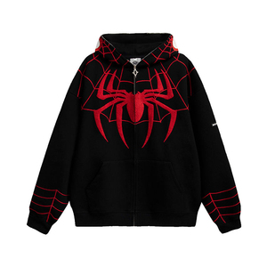 Sudadera con capucha de diseñador personalizada, estilo Y2K, con diseño de araña, holgada, unisex, de punto, estilo hip hop, bordada, con cremallera completa, para hombre - Product Image 3