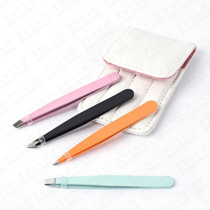 Stainless Steel Eyebrow Tweezers Set with Custom Logo PU Leather Pouch Professional Beauty Grooming <b>Tool</b> - Product Image 6