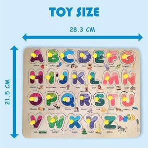Jouets de puzzle en bois ABC TOFANI pour enfants |   Tableau d'apprentissage éducatif |   Plateau d'alphabet en bois coloré pour les tout-petits de 2 ans et plus | - Product Image 3