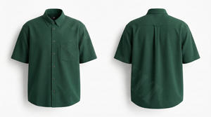 Chemise boutonnée à manches courtes pour homme de qualité supérieure, décontractée, en coton uni, pour le travail, le bureau, l'été, avec poche classique - Product Image 6