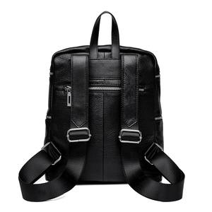 Sac à dos vintage minimaliste en cuir véritable noir, imperméable et écologique, sac à bandoulière simple/double pour femme, pour le travail et le shopping - Product Image 6