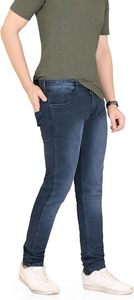 Custom Logo Genuine Leather Men's Casual <b>Jeans</b> Pants with <b>Button</b> <b>Fly</b> Closure Breathable Fabric High Quality - Product Image 4