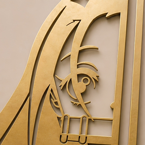 ENSEMBLE DE TABLEAUX MURAUX DEMON SLAYER FACE ART MURAL EN MÉTAL PLAQUÉ OR 2 PIÈCES Sculpture Abstraite Portrait Moderne Décoration Murale Suspendue - Product Image 4