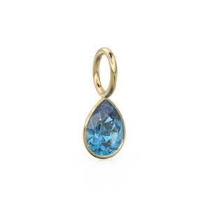 Pendentif Breloque en Or Jaune Massif 14 carats avec Topaze Bleue Suisse 7mm, Monture pour Bijoux / Pierre de Naissance de Décembre / Pierre Précieuse Bleue / Coupe Poire - Product Image 6