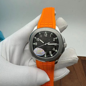 Reloj de lujo con correa naranja y movimiento suizo ETA, una obra maestra atemporal de precisión y estilo para el conocedor moderno. - Product Image 1