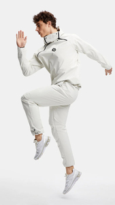 Ensemble de sweat-shirts à capuche blancs pour hommes, couleur unie, style sportif, tissu tricoté respirant, vêtements de printemps - Product Image 3