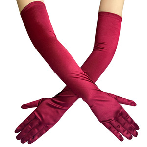 Gants longs en satin élastique pour mariée, 52 cm, au-dessus du coude, pour performance - Product Image 4