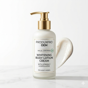 โลชั่นบำรุงผิวกายขาวกระจ่างใส ProduxPro OEM แนะนำโดยผู้ผลิต ได้รับการรับรองฮาลาล ผสมวิตามินซีและสารผลัดเซลล์ผิว สำหรับผู้หญิงวัยผู้ใหญ่ - Product Image 1