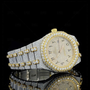 Brilliant Arabic Dial <b>Watch</b> With 41mm Dial Diameter Double Tone Design Moissanite <b>Diamond</b> <b>Watch</b> With Stainless Steel Metal Case - Product Image 3