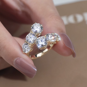 Fashion Iced Out Round Cut Rose Lab Grown Diamond Engagement 14K Solid Gold Ring Fine Jewelry Rings - Product Image 4