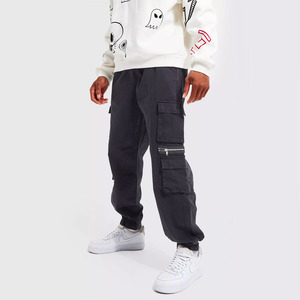 Pantalon cargo décontracté pour homme, multi-poches, détail de poche zippée, poignets élastiques, léger, imperméable, respirant, été - Product Image 2