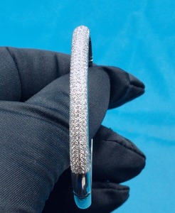 925 Sterling <b>Silver</b> Moissanite Diamond <b>Bangle</b> <b>Bracelet</b> Claps Dainty Minimalist Handmade <b>Bangle</b> Gift For Her - Product Image 2